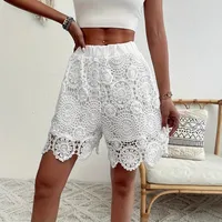 Women's New Lace Lace Fashion Joker Mid-waist Solid Color Straight Shorts main image 1