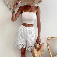 Women's New Lace Lace Fashion Joker Mid-waist Solid Color Straight Shorts main image 4