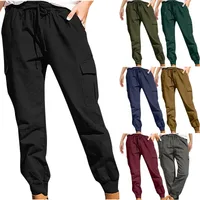 Independent Station   Women's Solid Color Casual Fashion Pocket Lace-up Workwear Trousers High Waist Women's Pants main image 1