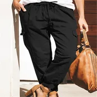 Independent Station   Women's Solid Color Casual Fashion Pocket Lace-up Workwear Trousers High Waist Women's Pants main image 3