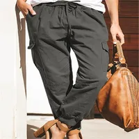 Independent Station   Women's Solid Color Casual Fashion Pocket Lace-up Workwear Trousers High Waist Women's Pants main image 4