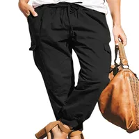 Independent Station   Women's Solid Color Casual Fashion Pocket Lace-up Workwear Trousers High Waist Women's Pants main image 5