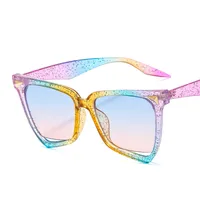 New Personality Rainbow Sunglasses Leopard Print Rice Nails Rainbow Color Women Sunglasses Cat Eyes  9632 main image 3