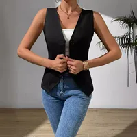 New Vest Solid Color Design Sense main image 4