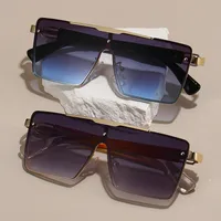 Trendy Men's Gradient Box Conjoined Fashion Sunglasses  Retro Street Shot Sunglasses main image 1