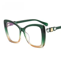 17921 Outu Large Frame Women's Inter-Color Sunglasses Anti-Blue Light Flat Glasses With Diamond Decoration Gorgeous Sunglasses main image 2