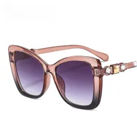 17921 Outu Large Frame Women's Inter-Color Sunglasses Anti-Blue Light Flat Glasses With Diamond Decoration Gorgeous Sunglasses main image 4