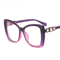17921 Outu Large Frame Women's Inter-Color Sunglasses Anti-Blue Light Flat Glasses With Diamond Decoration Gorgeous Sunglasses main image 5
