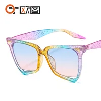 New Personality Rainbow Sunglasses Leopard Print Rice Nails Rainbow Color Women Sunglasses Cat Eyes  9632 sku image 7