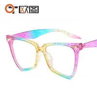 New Personality Rainbow Sunglasses Leopard Print Rice Nails Rainbow Color Women Sunglasses Cat Eyes  9632 sku image 10