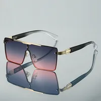 Trendy Men's Gradient Box Conjoined Fashion Sunglasses  Retro Street Shot Sunglasses sku image 6