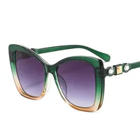 17921 Outu Large Frame Women's Inter-Color Sunglasses Anti-Blue Light Flat Glasses With Diamond Decoration Gorgeous Sunglasses sku image 2
