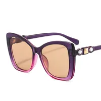 17921 Outu Large Frame Women's Inter-Color Sunglasses Anti-Blue Light Flat Glasses With Diamond Decoration Gorgeous Sunglasses sku image 5