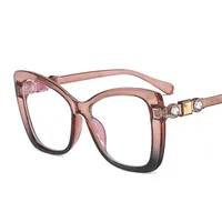 17921 Outu Large Frame Women's Inter-Color Sunglasses Anti-Blue Light Flat Glasses With Diamond Decoration Gorgeous Sunglasses sku image 9