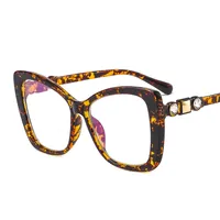 17921 Outu Large Frame Women's Inter-Color Sunglasses Anti-Blue Light Flat Glasses With Diamond Decoration Gorgeous Sunglasses sku image 10