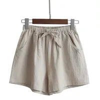 Cotton Linen Shorts Women's  Summer New Loose Sports Casual A-shaped Wide Leg Foreign Trade Chubby Girls Plus Size Shorts main image 3