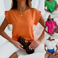 Independent Station Women's Top  Explosions Short Sleeve Simple Round Neck Pleated Shirt Women's Shirt main image 1