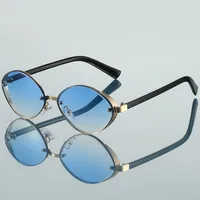 New Classic Retro Oval Frame Fashion Sunglasses Men's Driving Outdoor Sunshade Sunglasses sku image 2