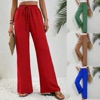 Women's   New Casual Pocket Simple Elafite Waist Drawstring Trousers Casual Pants For Women main image 1