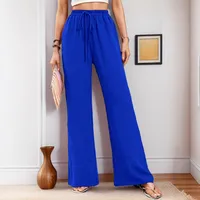 Women's   New Casual Pocket Simple Elafite Waist Drawstring Trousers Casual Pants For Women sku image 13