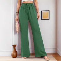 Women's   New Casual Pocket Simple Elafite Waist Drawstring Trousers Casual Pants For Women sku image 19