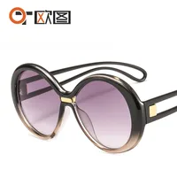 New Round Frame Women's Sunglasses Men's  Large Frame  Color Contrast Fashion Personalized Sunglasses 4012 sku image 2
