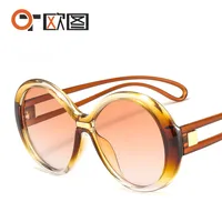 New Round Frame Women's Sunglasses Men's  Large Frame  Color Contrast Fashion Personalized Sunglasses 4012 sku image 4