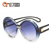 New Round Frame Women's Sunglasses Men's  Large Frame  Color Contrast Fashion Personalized Sunglasses 4012 sku image 5