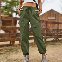 New Style American Street Loose Lace-up Drawstring Elastic Waist Overalls Ankle-tied Trousers Casual Pants main image 1