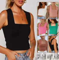 Summer Knitted Camisole Women's Wide Shoulder Strap Casual Tank Style   Hot Selling Simple Holiday Style main image 1