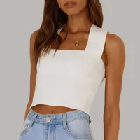 Summer Knitted Camisole Women's Wide Shoulder Strap Casual Tank Style   Hot Selling Simple Holiday Style main image 2
