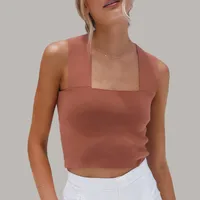 Summer Knitted Camisole Women's Wide Shoulder Strap Casual Tank Style   Hot Selling Simple Holiday Style main image 4