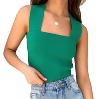 Summer Knitted Camisole Women's Wide Shoulder Strap Casual Tank Style   Hot Selling Simple Holiday Style main image 5