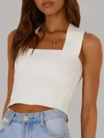 Summer Knitted Camisole Women's Wide Shoulder Strap Casual Tank Style   Hot Selling Simple Holiday Style sku image 6