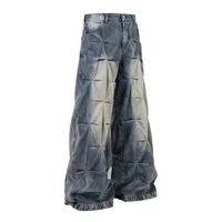 Jiayiku Men's  New Jeans High Street Men's High Street RO Style Superior Sense Jeans Wide Leg Pants sku image 4