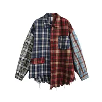 Jiayi Library Men's  Spring New American Retro Contrast Color Stitching Cleanfit Plaid Shirt Antique Shirt main image 1