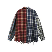 Jiayi Library Men's  Spring New American Retro Contrast Color Stitching Cleanfit Plaid Shirt Antique Shirt main image 2