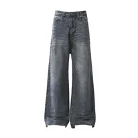 Jiayi Library Men's  New High Street American Style Micro-La Jeans Waste Soil Wind Dirty Design Sense Straight Pants main image 1