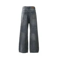 Jiayi Library Men's  New High Street American Style Micro-La Jeans Waste Soil Wind Dirty Design Sense Straight Pants main image 2
