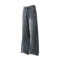 Jiayi Library Men's  New High Street American Style Micro-La Jeans Waste Soil Wind Dirty Design Sense Straight Pants main image 3