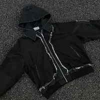 Jiayi Library Men's  Spring New American Retro Fake Two-piece Heavy Industry Rough Stitching Jacket Hooded Jacket main image 2