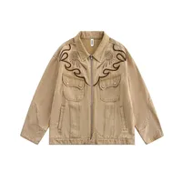 Jiayiku Tide Brand  Spring New American Retro Western Denim Wash Water Heavy Industry Embroidery Denim Jacket Coat sku image 4