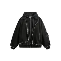 Jiayi Library Men's  Spring New American Retro Fake Two-piece Heavy Industry Rough Stitching Jacket Hooded Jacket main image 5