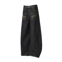 Jiayiku Men's  New American Vintage Embroidered Washed Jeans Men's And Women's Vibe Machete Wide Leg Pants main image 2