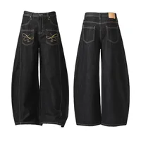 Jiayiku Men's  New American Vintage Embroidered Washed Jeans Men's And Women's Vibe Machete Wide Leg Pants main image 5