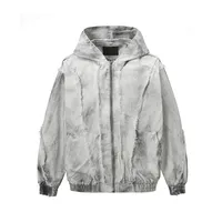 Jiayi Library Men's  Spring New Arrival Waste Earth Style American Style Retro Washed Rough Edge Stitching Hooded Jacket Coat main image 1