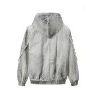 Jiayi Library Men's  Spring New Arrival Waste Earth Style American Style Retro Washed Rough Edge Stitching Hooded Jacket Coat main image 2