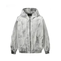 Jiayi Library Men's  Spring New Arrival Waste Earth Style American Style Retro Washed Rough Edge Stitching Hooded Jacket Coat sku image 4