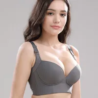 Independent Station  Plus Size Steel Ring Gloss Underwear Adjustable US Back Deep V Bra In Stock main image 1