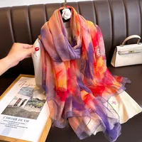 Superior Scarf Women's Summer Thin Sunscreen Scarf Large Shawl Long Scarf All-match Elegant Printing sku image 16